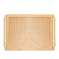 Bandeja 39x29x6cm Com Alca E Fundo Em Treliça Bambu